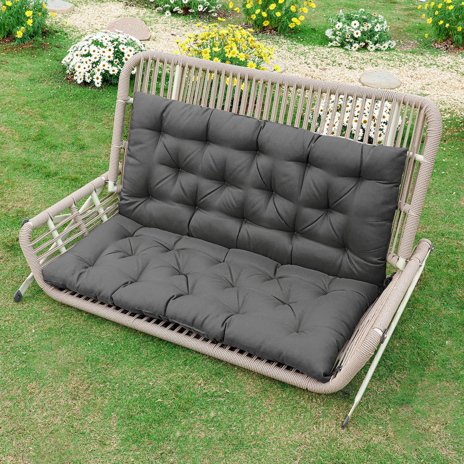 YEERSWAG 42x40x4.5 inch Outdoor Bench Cushion, Waterproof, Non