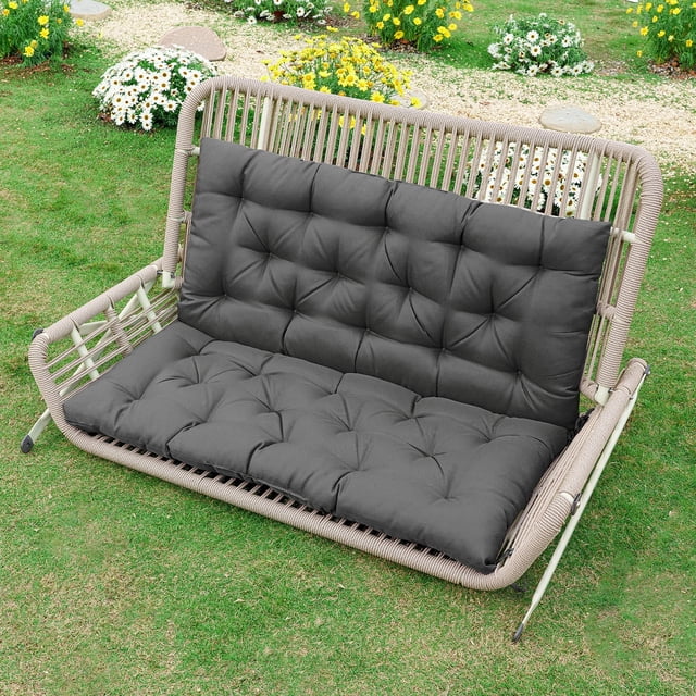 YEERSWAG 42" x 40" Dark Grey Outdoor Bench Cushion, Polyester, Anti-Fading, Waterproof