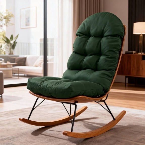 YEERSWAG Outdoor Adirondack Chair Cushions 43x20, Non-Slip Water Resistant High Back Patio Rocking Chair Pad with Ties,Dark Green