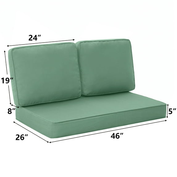 YEERSWAG 46x26x5 inch Outdoor Deep Seat Loveseat Cushion Set with zipper,Water Repellant,Fade Resistant Garden Patio Chair Cushion for Outdoor Furniture