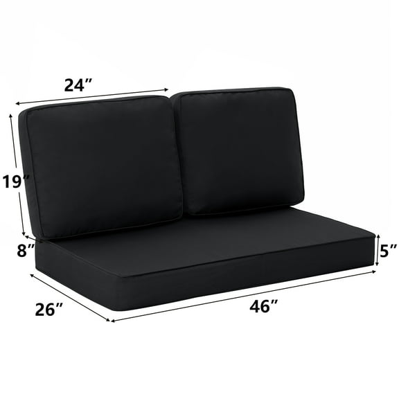 YEERSWAG 46x26x5 inch Outdoor Deep Seat Loveseat Cushion Set with zipper,Water Repellant,Fade Resistant Garden Patio Chair Cushion for Outdoor Furniture