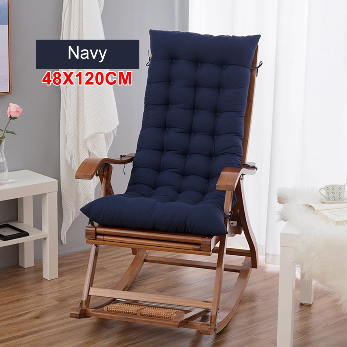 Thick Lengthen Recliner Cushion,Folding Long Chair Cotton Cushion  Pad,Elderly Chair Leisure Chair Seat Cushion(No Chair) Red  48x153cm(19x60inch)