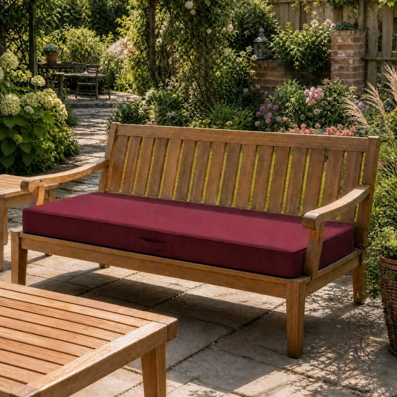 YEERSWAG Bench Cushion 48 x 18 Inch, Outdoor Patio Bench Cushion Thick Seat Cushion with Ties for Garden Porch Balcony Furniture, Red