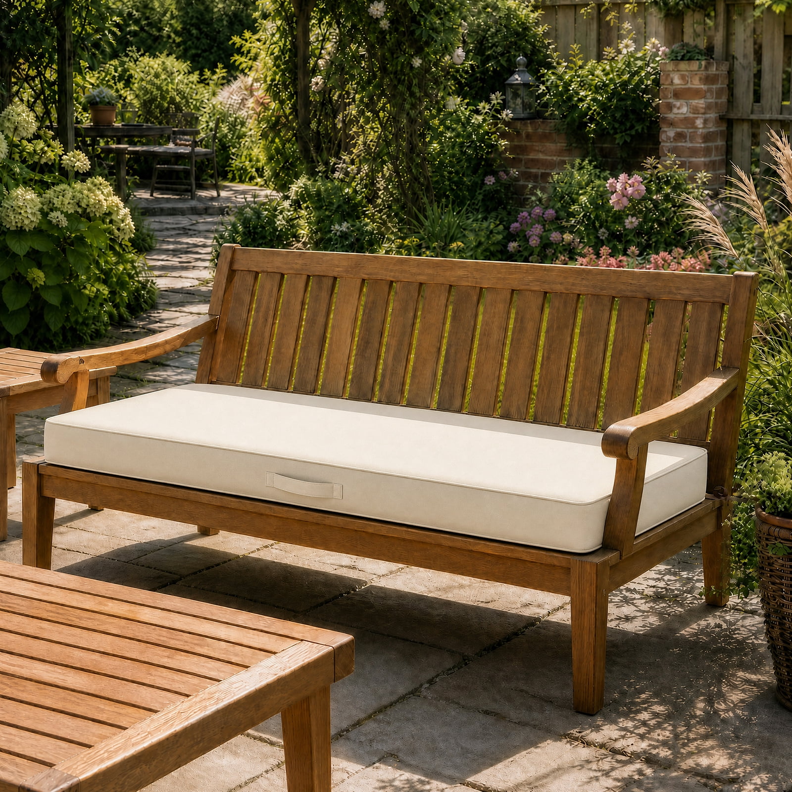 YEERSWAG 48x18x3 inch Outdoor Chair Cushions Bench Cushion Patio Chair Cushions Non Slip Removable Anti-fading Water Resistant Garden Loveseat Cushion with Handle