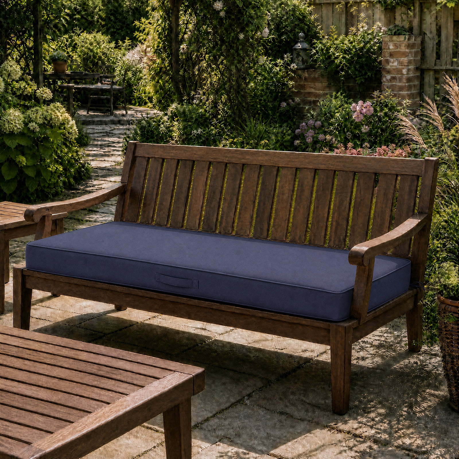YEERSWAG 48x18x3 inch Outdoor Chair Cushions Bench Cushion Patio Chair Cushions Non Slip Removable Anti-fading Water Resistant Garden Loveseat Cushion with Handle