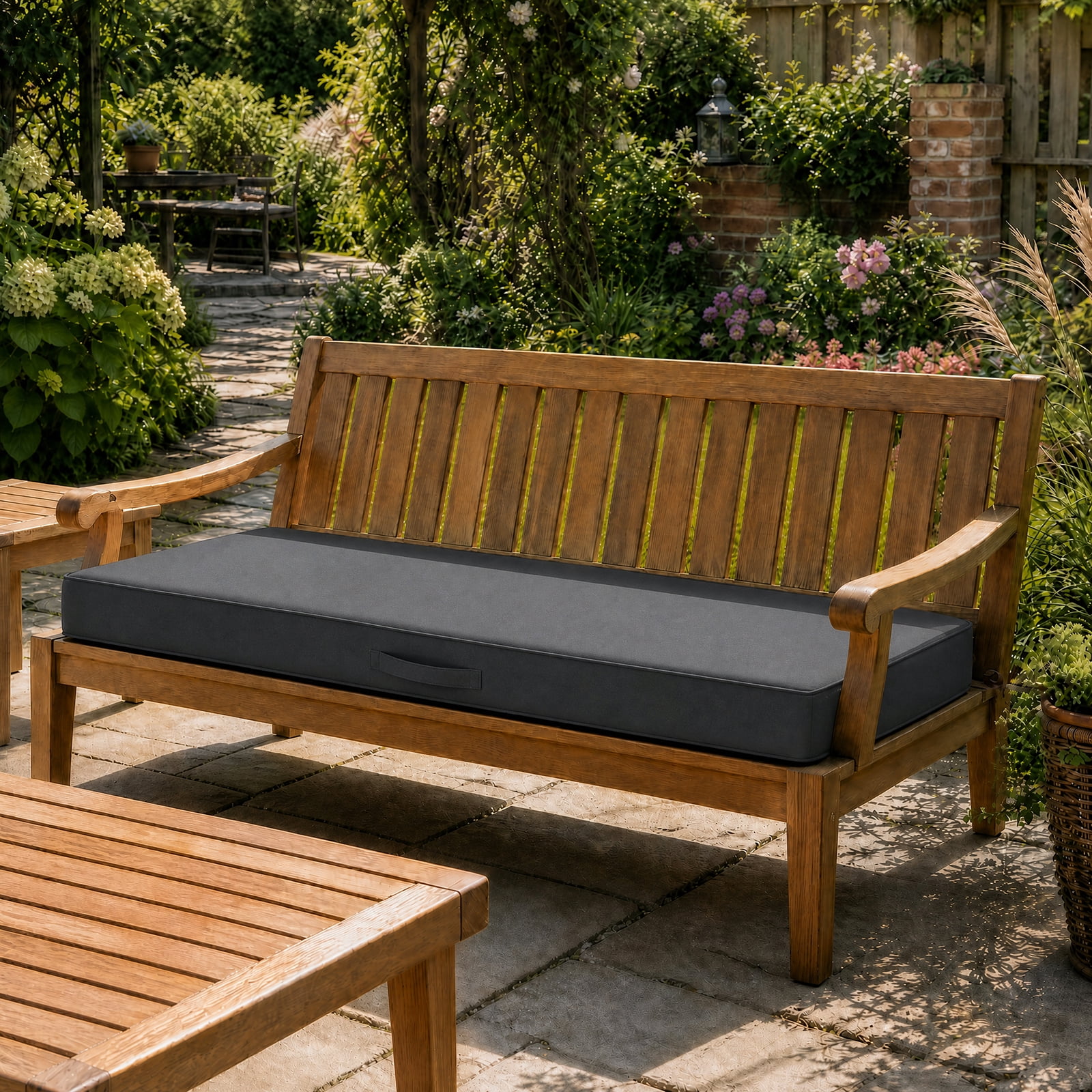 YEERSWAG 48x18x3 inch Outdoor Chair Cushions Bench Cushion Patio Chair Cushions Non Slip Removable Anti-fading Water Resistant Garden Loveseat Cushion with Handle