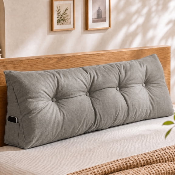 YEERSWAG® Headboard Pillow for Bed, Backrest Pillow for Sitting Up, Reading Pillow with Button Tufted Design, Bed Support Cushion for Bedroom, Queen 59 x 19.7 x 7.8 Inches, Dark Gray