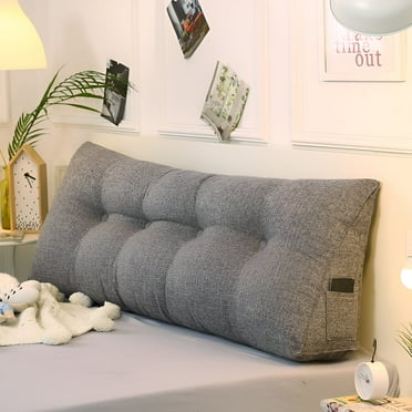 YEERSWAG 59x19.7x7.8 inch Queen Size Detachable Large Triangular Wedge Pillow Headboard Reading Pillow with Phone Pocket,Back Bolster Tufted Bedside Backrest Support Cushion