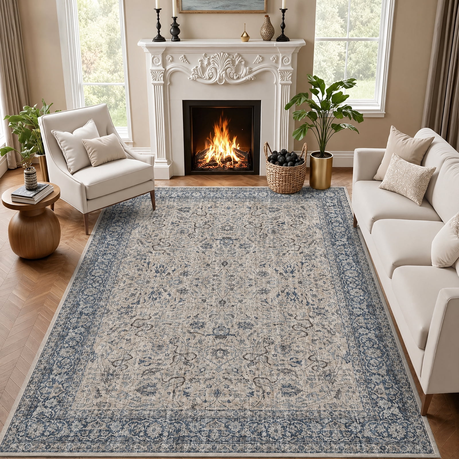 Area Rug, YEERSWAG 5 x 7 ft Rug for Living Room Bedroom, Machine Washable Stain Resistant Carpet with Non-Slip Backing