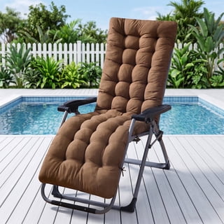 YEERSWAG 67x21x3 inch Outdoor Chaise Lounge Cushions, Lounge Chaise Cushion with Ties, Non Slip High Back Chair Pad for Patio Furniture, Coffee