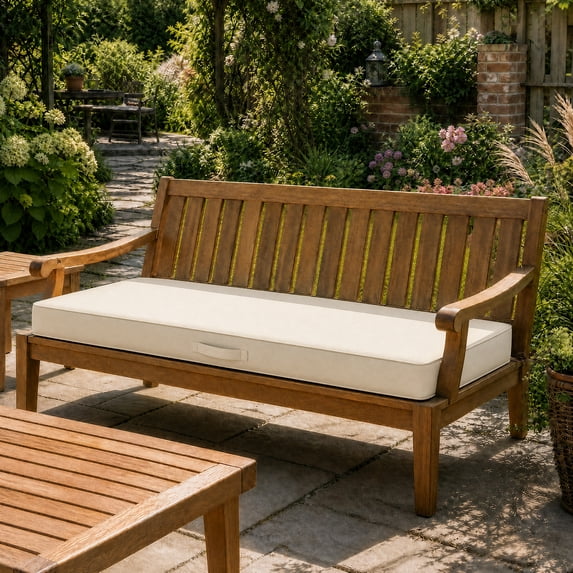 YEERSWAG Bench Cushion 48 x 18 Inch, Outdoor Patio Bench Cushion Thick Seat Cushion with Ties for Garden Porch Balcony Furniture, Beige