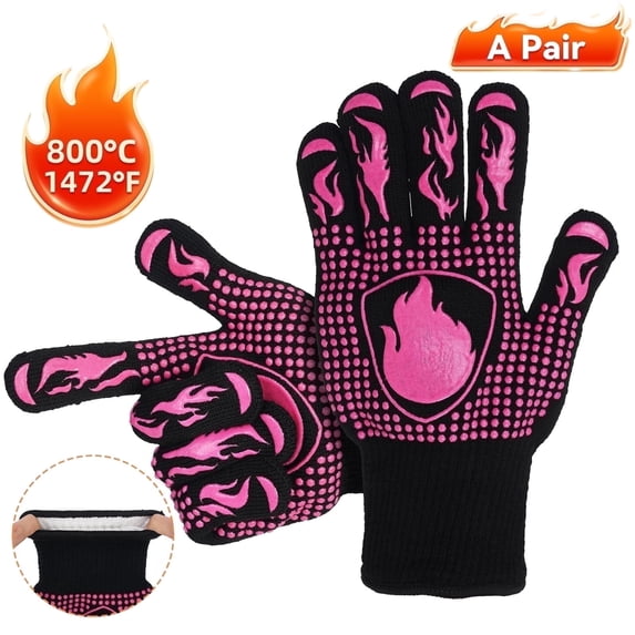 YEERSWAG Heat Resistant BBQ Gloves 1472°F, Non-Slip Grilling Oven Mitts for Men & Women