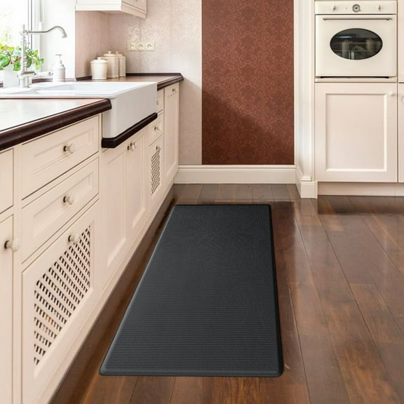YEERSWAG 17.7 x 29.5 inches Kitchen Mat Anti Fatigue Kitchen Rug and Mat,Non Slips Stain-Resistant Waterproof Kitchen Floor Mat,Black