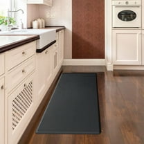 YEERSWAG Kitchen Rug 17.7 x 29.5 inches Kitchen Mat PVC Anti-Fatigue Mats for Kitchen Bathroom Office Washable Stain-Resistant Mat, Black