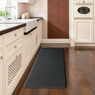 YEERSWAG Kitchen Rug 17.7 x 29.5 inches Kitchen Mat PVC Anti-Fatigue Mats for Kitchen Bathroom Office Washable Stain-Resistant Mat, Black