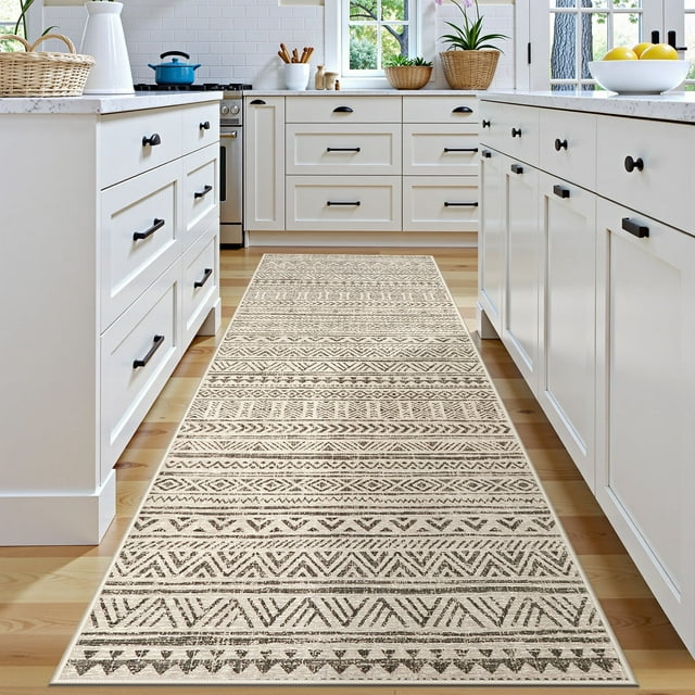 YEERSWAG Runner Rugs 2'x8' Moroccan Long Kitchen Runner Rugs Washable Ultra-Thin Non Slip Runner Rug, Soft Modern Geometric Print Carpet Runners for Hallway Entryway Bedroom Kitchen