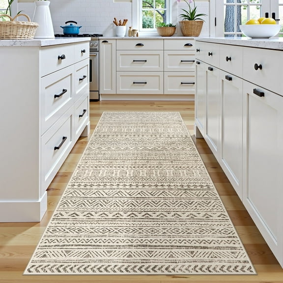 Yeerswag Runner Rugs 2'x6' Moroccan Long Kitchen Runner Rugs Washable Ultra-Thin Non Slip Runner Rug, Soft Modern Geometric Print Carpet Runners for Hallway Entryway Bedroom Kitchen