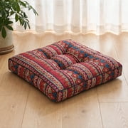 YEERSWAG 1 PC Boho Floor Pillow, 19.7" x 19.7" x 3.9" Thick Tufted Patio Seat Cushion, Meditation Yoga Cushion for Home and Garden, Red