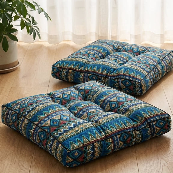 YEERSWAG Outdoor Patio Seat Cushions Bohemian Chair Pads,Square Floor Pillow,Meditation Yoga Cushion for Garden Patio Home Backyard Office,19.7x19.7x3.9"