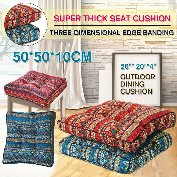 YEERSWAG Outdoor Patio Seat Cushions Bohemian Chair Pads,Square Floor Pillow,Meditation Yoga Cushion for Garden Patio Home Backyard Office,19.7x19.7x3.9"