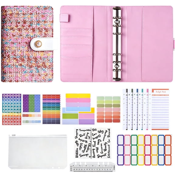 YEESHU A6 Fashionable Ring Bound Planner Multifunctional Income Expense Ledger with Storage and Categorization Stickers Household Budget Book