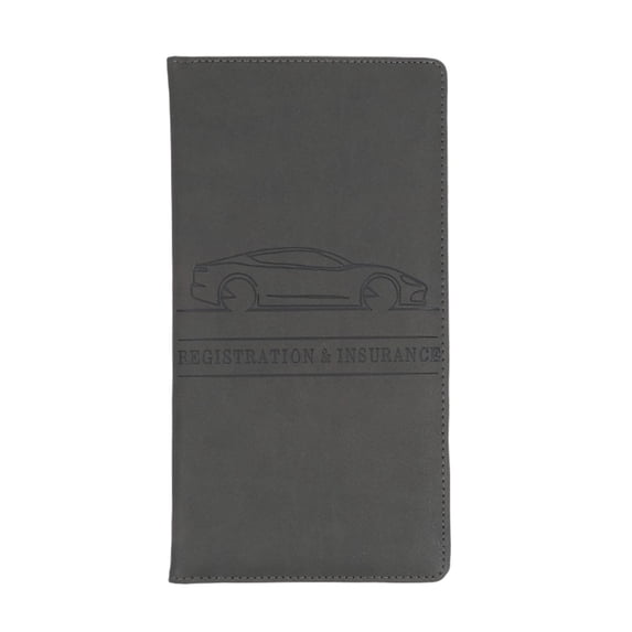 YEESHU Car Registration and Insurance Card Holder with Zipper, Vehicle Glove Box Car Organizer for Documents Cards and License, PU Car Document Wallet – Dark Grey