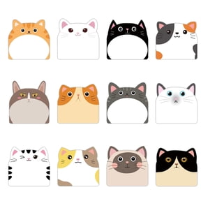 YEESHU Cute Sticky Notes, Fun Kawaii Animal Sticky Notes, Memo Adhesive Notepad for Home and Office  Cat Design