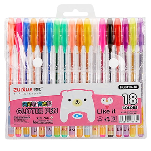 YEESHU Glitter Gel Pens Set, 18 Colors Sparkle Gel Marker for Adult Coloring Books, Shimmer Pen for Journaling Crafting Doodling Drawing Art Supply Use