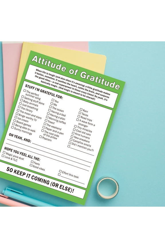 Gratitude Note Pad, 50 Pages Memo Notepad for Daily Journaling, Appreciation Checklist Notebook for Office Home Emotional Writing Use