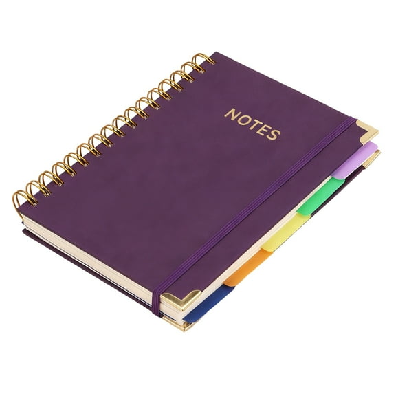 YEESHU Hardcover Notebook Journal with Removable Dividers Tabs, 300 Pages Leather 5 Subject Notebook College Ruled, Large A5 Notebook for Home and Office
