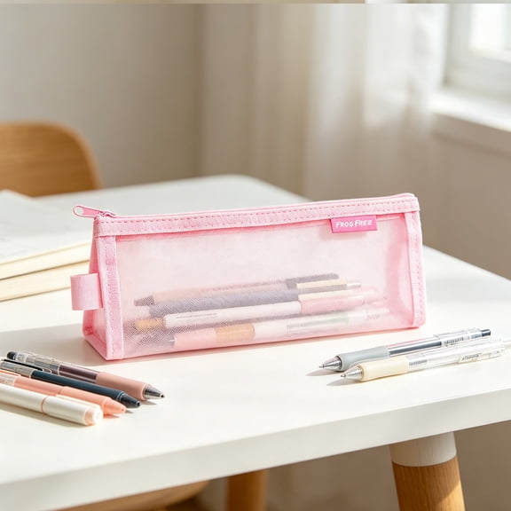 YEESHU Large Capacity Transparent Mesh Pen Case Custom High Appearance Storage Bag For Stationery Organizer Home Office
