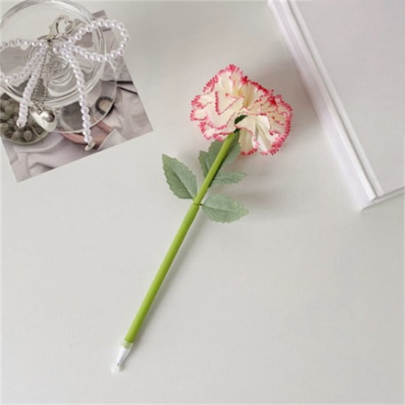 YEESHU Mother's Day Artificial Carnation Flower Pen Gel Ink Ballpoint For Women Wedding Spring Home Decoration
