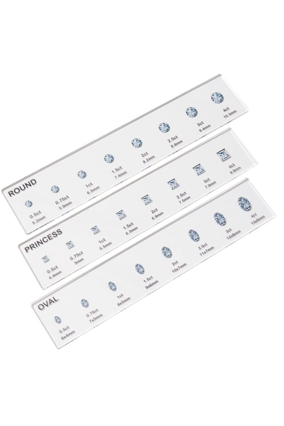 Size Shape Sizer Kit, Engagement Ring Size Comparison Tool for Round and Oval Shape – 3-Piece Set