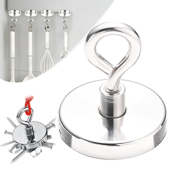 YEESHU Strong Hooks With Closed Eyelet Rare Earth Magnet Hooks No Drilling Round Screw Hook For Fridge Dish Rack Kitchen Bathroom Organizer