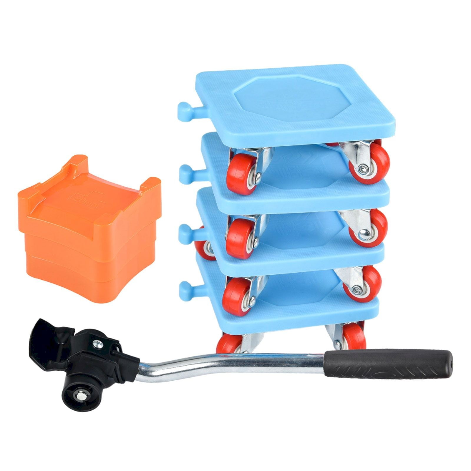 YEESHU Upgrade Large Furniture Movers, 4 Wheels Panel Heavy Duty Furniture Lifter with 4 360° Rotatable Rubber Wheels, Furniture Moving Tool Set – Blue, 8 Piece Set with Swivel Casters