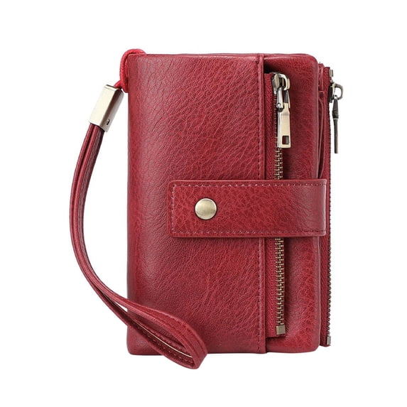 YEESHU Womens Wallet Small Leather RFID Blocking Tri Fold Large Capacity Compact Card Holder with Zipper Pocket ID Window