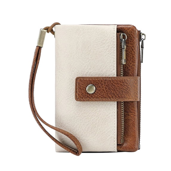 YEESHU Womens Wallet Small Leather RFID Blocking Tri Fold Large Capacity Compact Card Holder with Zipper Pocket ID Window