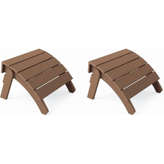 YEFU Adirondack Ottoman, Patio Foot Rest, Adirondack Foot Rest (2-Piece Folding Adirondack Ottoman, Teak)