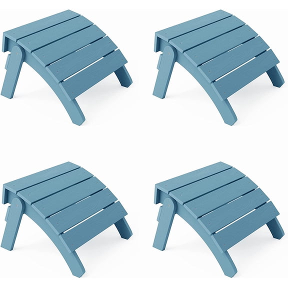 YEFU Adirondack Ottoman Set of 4, Adirondack Foot Rest, Patio Foot Rest, Folding Adirondack Footstool, Weather Resistant for Adirondack Chair, Widely Used for Outdoor, Porch, Backyard, Fire Pits-Blue