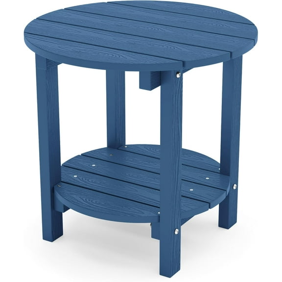 YEFU Adirondack Side Table, 18" Double Outdoor Side Table, Poly Lumber end Table, Weather Resistant for Indoor, Patio, Pool, Porch, Backyard-Navy