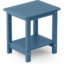 YEFU Outdoor Side Table for Patio: 16" HIPS Weather - Resistant Adirondack Tables - Waterproof Small Square End Tables for Backyard Pool Porch Balcony - Indoor Outdoor Double Layer Table Navy Blue