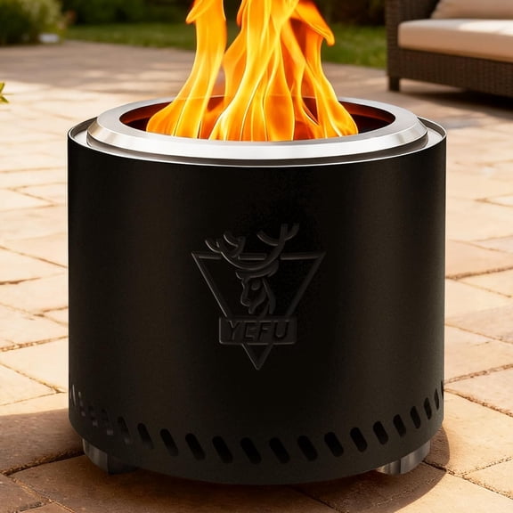 YEFU Smokeless Firepit for Outdoor Portable: 15 Inch Fire Pit with Removable Ash Pan - Outdoor Fire Pit for Wood Burning - Smokeless Firepit with 304 Stainless Steel for Patio Camping Backyard