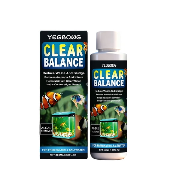 YEGBONG Aquarium Water Clarifier Solution, Clear Balance Fish Tank Water Conditioner Cleaner Liquid for Freshwater and Saltwater, 100ml / 3.38 fl oz
