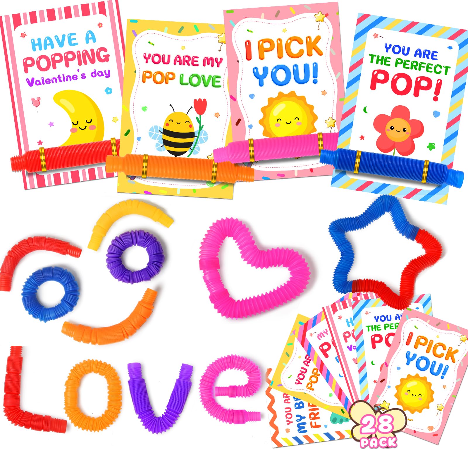 YEGEER Valentines Day Cards for Kids School, 28 Pack Valentines Day ...