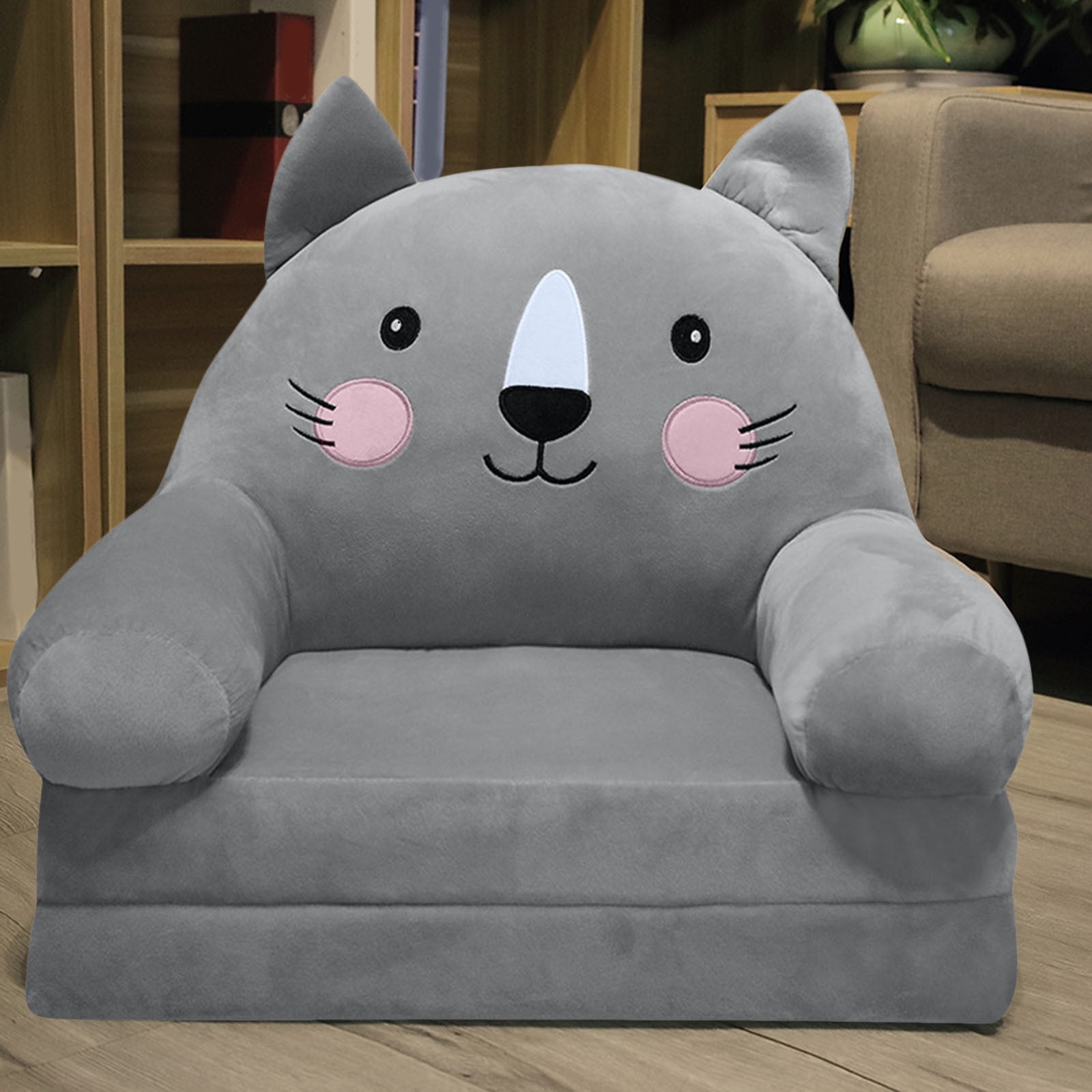 YEHGEQ Kids Reading Chair,Toddler Chairs Comfy 1-3 Years Old,Toddler Sofa Kids Couch Fold Out, 2 in 1 Flip out Couch and Mini Sofa for Girls and Boys,Clearance(Grey)