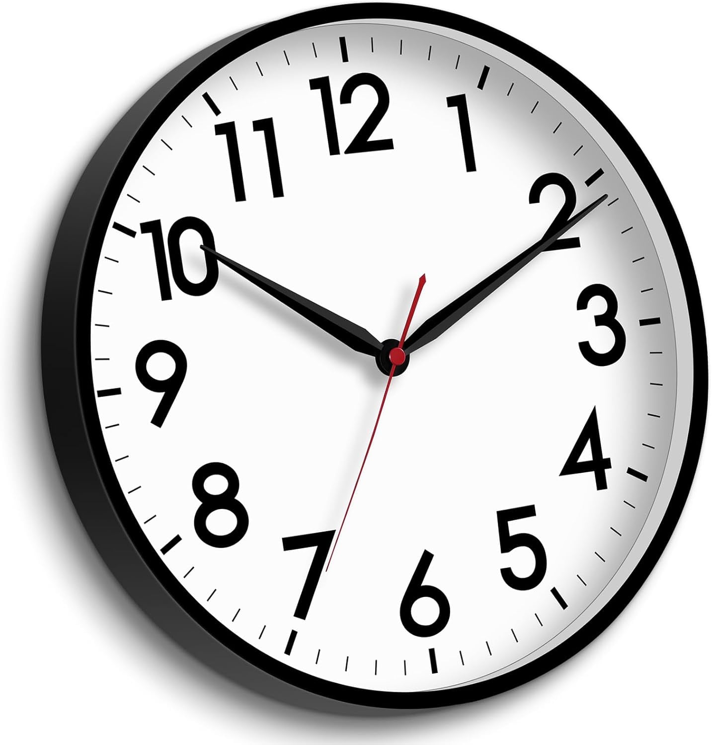 Black 10-Inch Silent Non-Ticking Analog Wall Clock