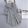 thumbnail image 1 of YEJIMAN Black Usa Shirts For Women, cotton Tank Top For Women, Stripe Sleeve Shirts Turn-down Loose Long Blouse Collar Women Top Button Women's Blouse, 1 of 4