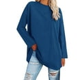 thumbnail image 1 of YEJIMAN Blue Womens Tshirts Cotton, cotton Shirt Women, Women's Plus Size Top Long Sleeve Crew Neck Loose T Shirt, 1 of 4