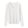 thumbnail image 1 of YEJIMAN Cozy Sweaters for Women Fall V Neck Tops Casual Lightweight Knit Pullover  Sweater Womens Long Sleeve Tops White, 1 of 4