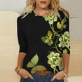 thumbnail image 1 of YEJIMAN Gray White Button Down Shirt Women, Polyester,Spandex V Neck T Shirts For Women, Women's Spring/Summer Round Neck Flower Print Loose Casual 3/4 Sleeve T Shirt, 1 of 5
